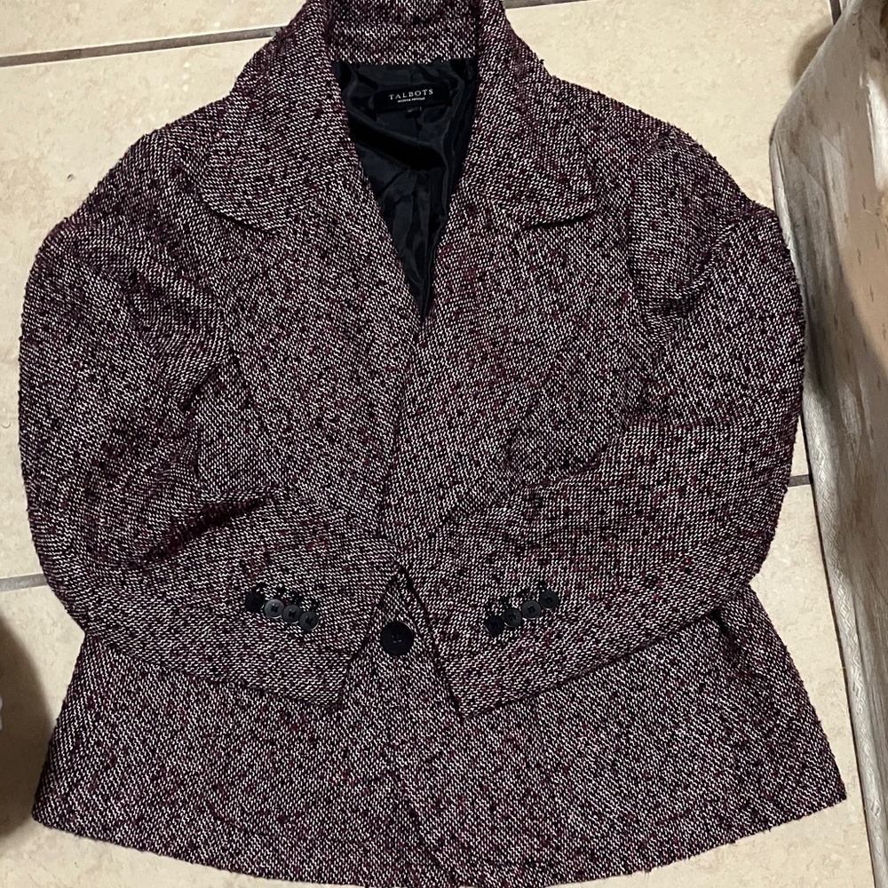 Talbots Burgundy Tweed Blazer